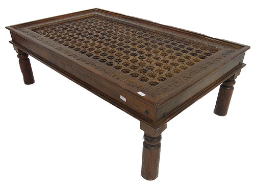 RAJASTHAN INDIA - COFFEE TABLE WITH BRASS STUDS